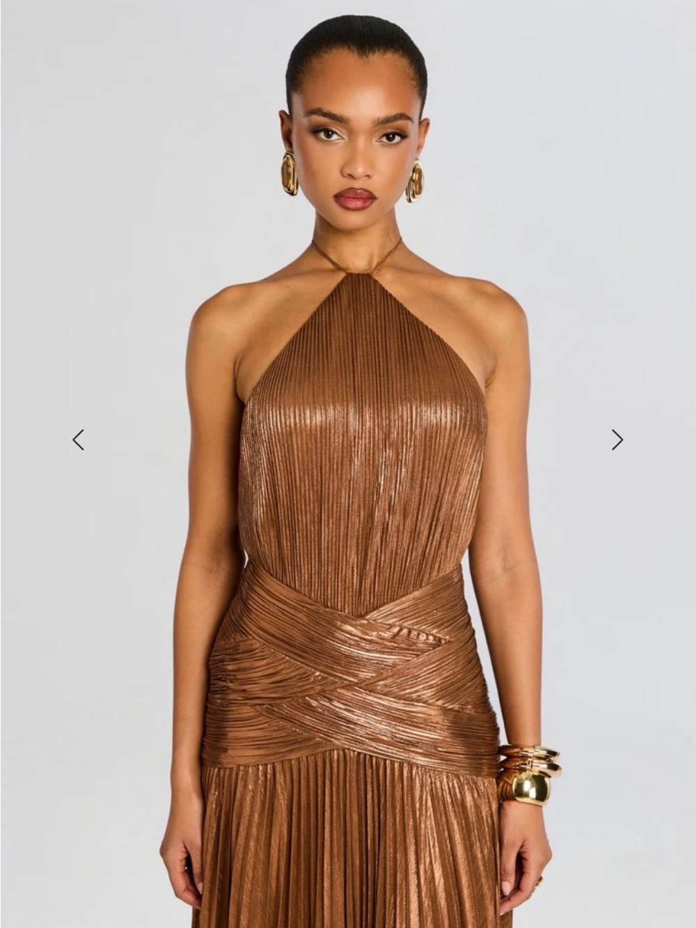 Retrofete Amberley Metallic Copper Sepia Brown Gown - Picture 3 of 4
